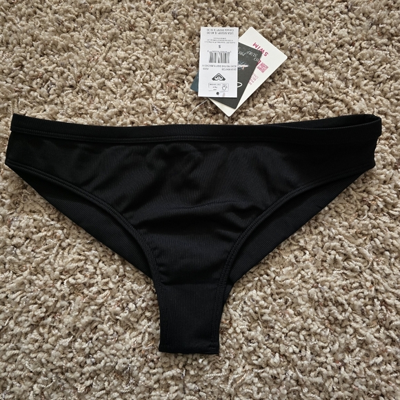 Roxy Other - NWT Women's Roxy Pro The Snap Turn Cheeky Bikini Swim Bottom Black - S